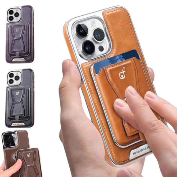 premium leather case with card holder and magsafe support